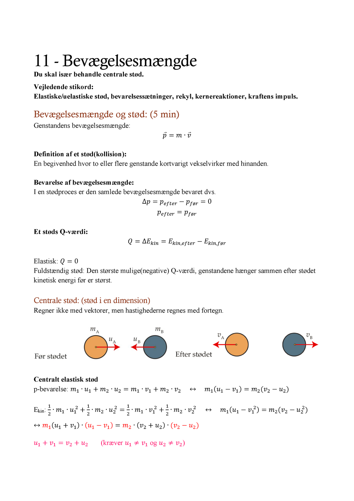 11 - Bevægelsesmængde - Disposition Til Mundtlig Fysik A - 11 ...