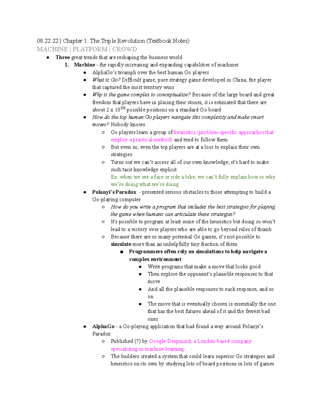 MIST 2090 Chapter 1 Textbook Notes 08.22 Chapter 1 The Triple