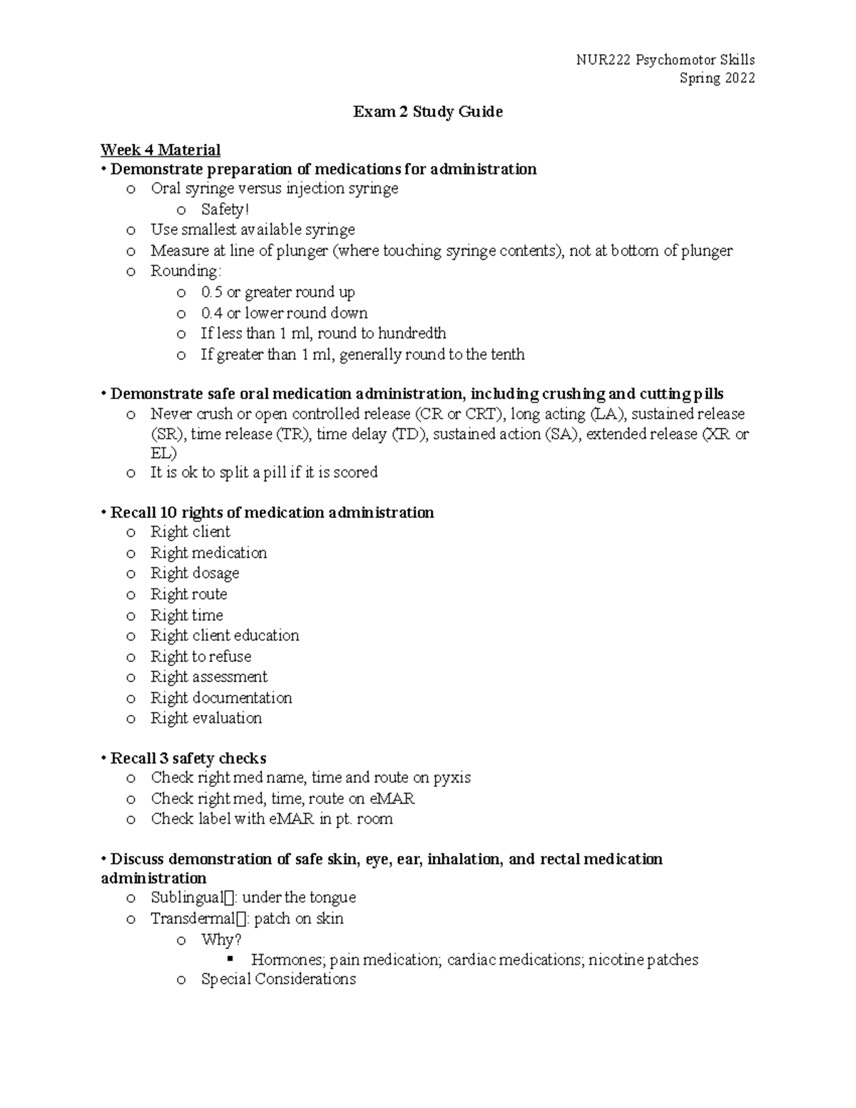 Exam+2+Study+Guide - Spring 2022 Exam 2 Study Guide Week 4 Material ...