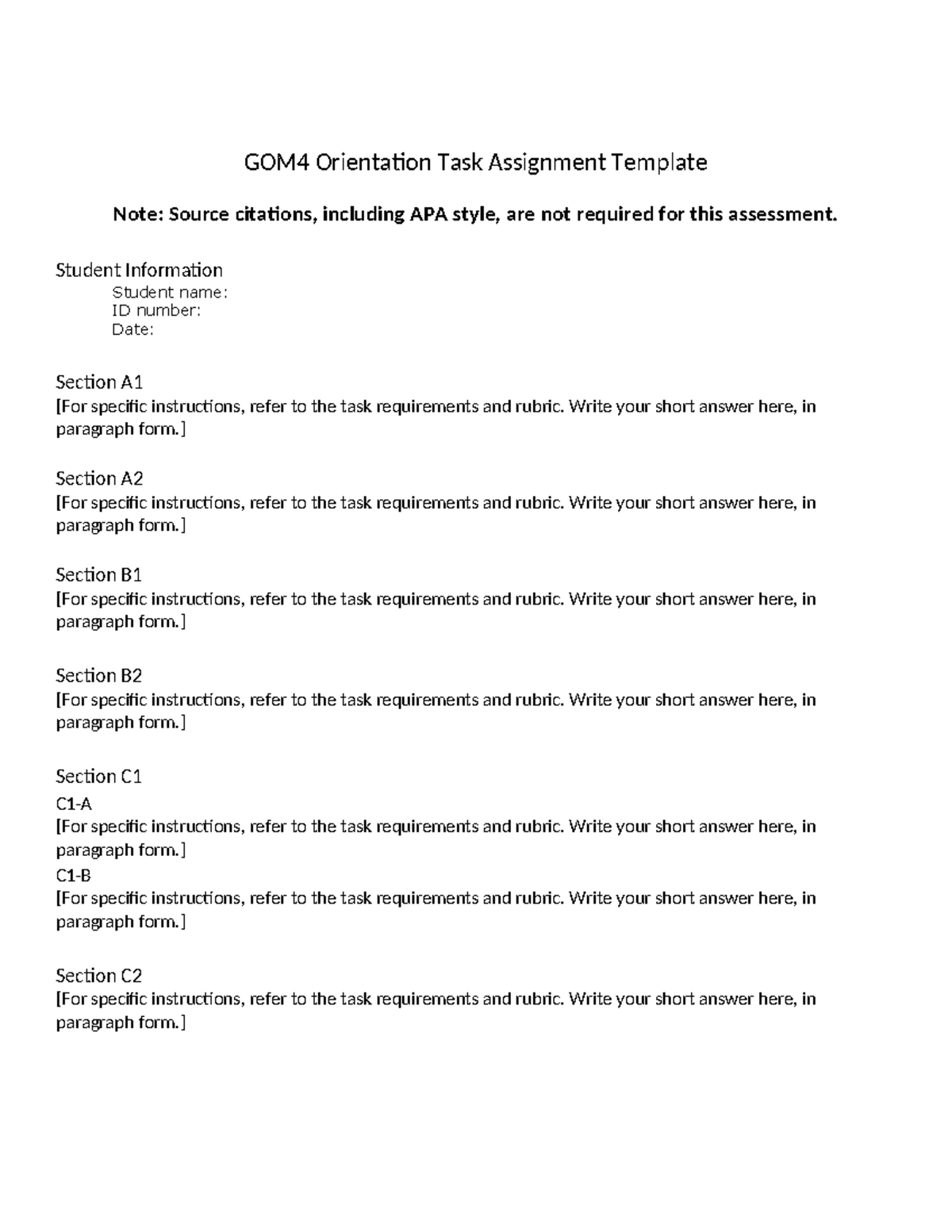 Orientation Task Template - GOM4 Orientation Task Assignment Template ...