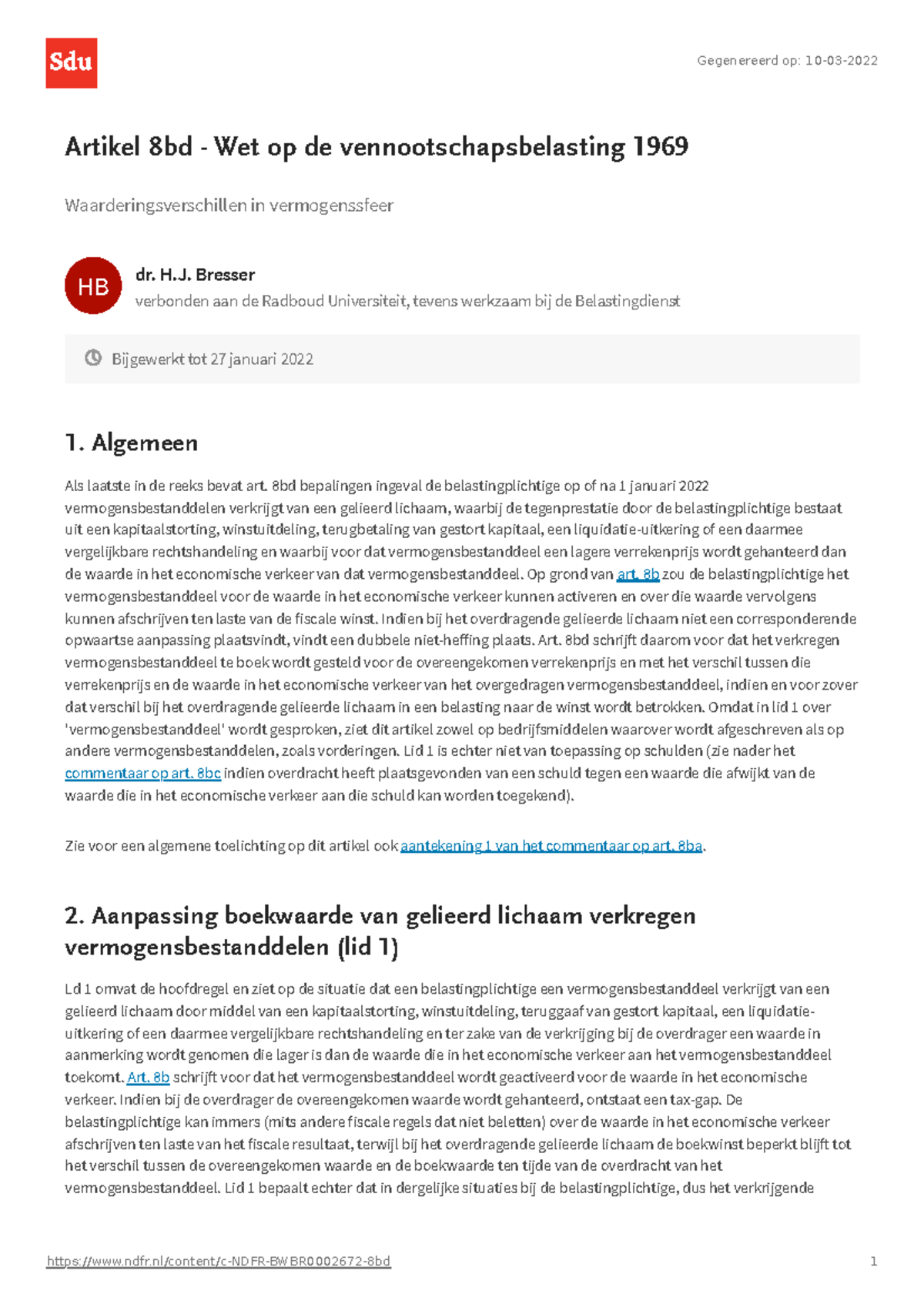 NDFR artikel 8bd Wet VPB 1969 Artikel 8bd Wet op de vennootschapsbelasting 1969 Studeersnel