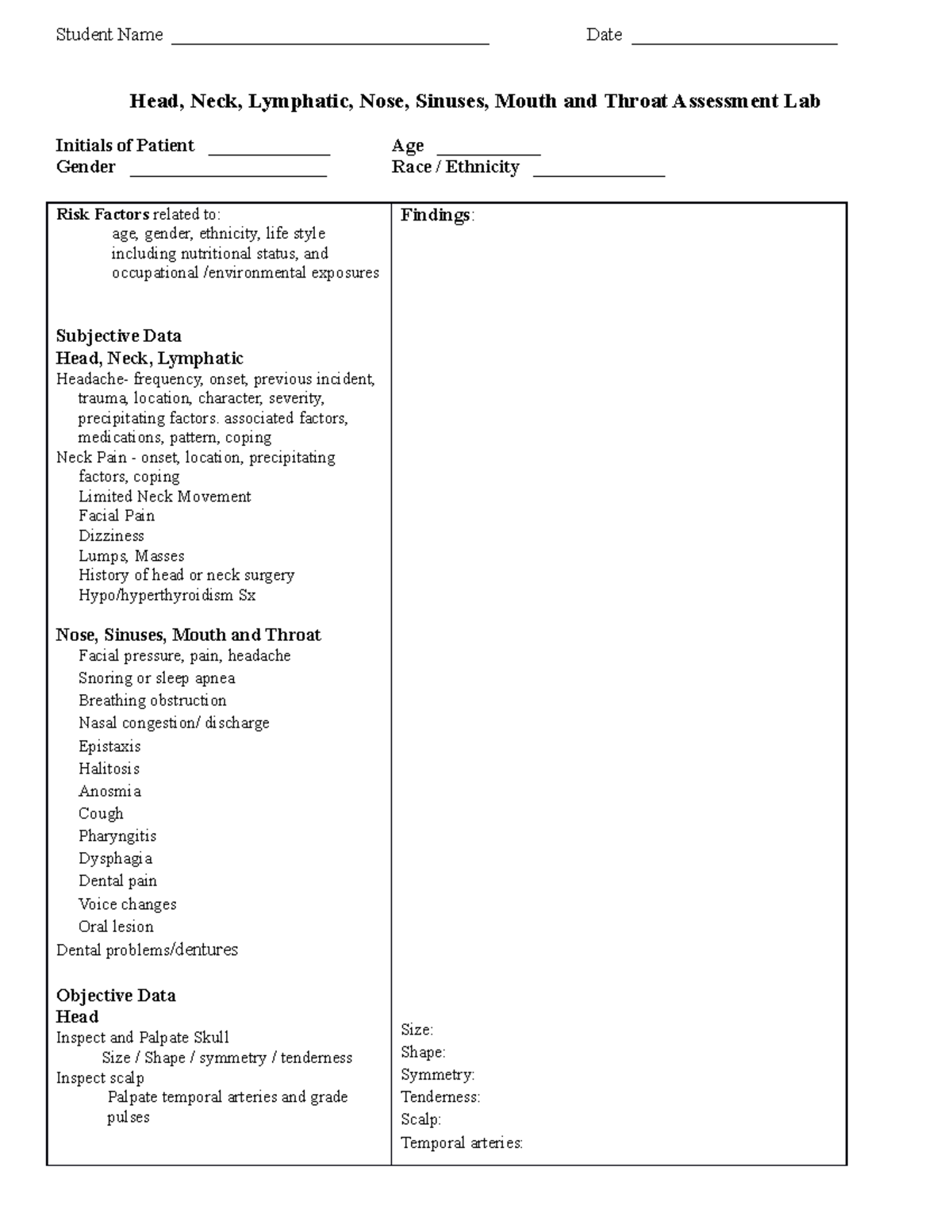 Head Neck Nose etc - Nur634-physical assessment - Head, Neck, Lymphatic ...