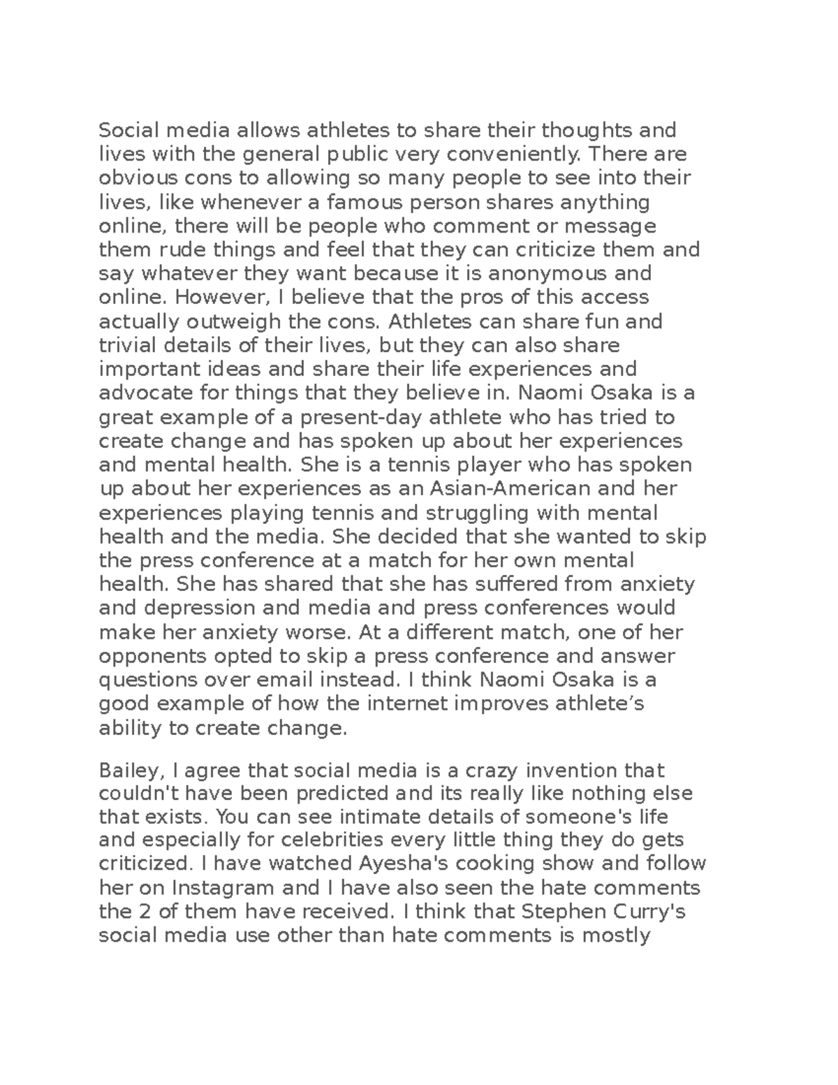 Sports post Ent Mgmt Social media allows athletes to share