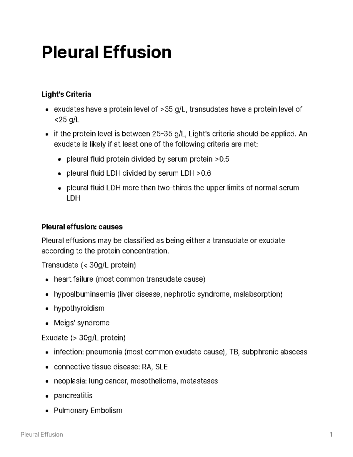 Pleural Effusion - An exudate is likely if at least one of the ...