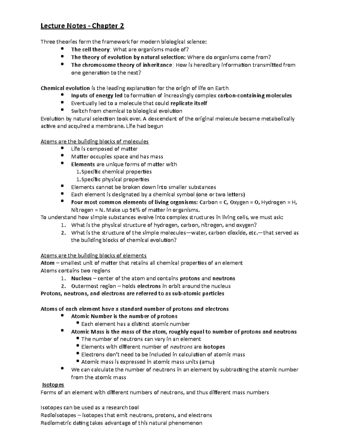 Lecture Notes Ch 2 - Lecture Notes - Chapter 2 Three Theories Form The ...