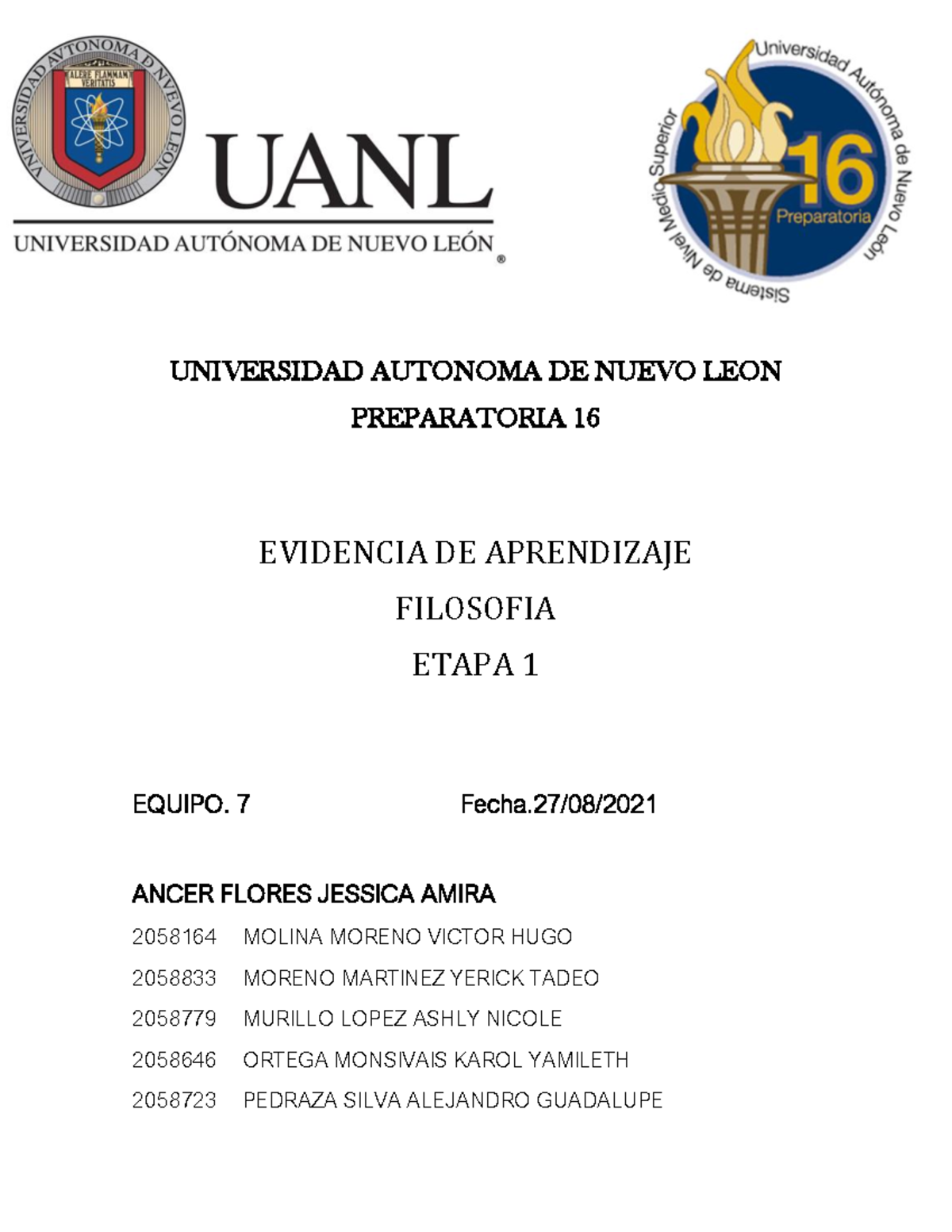 Equipo 7 Evidencia E1 Filosofia - UNIVERSIDAD AUTONOMA DE NUEVO LEON ...