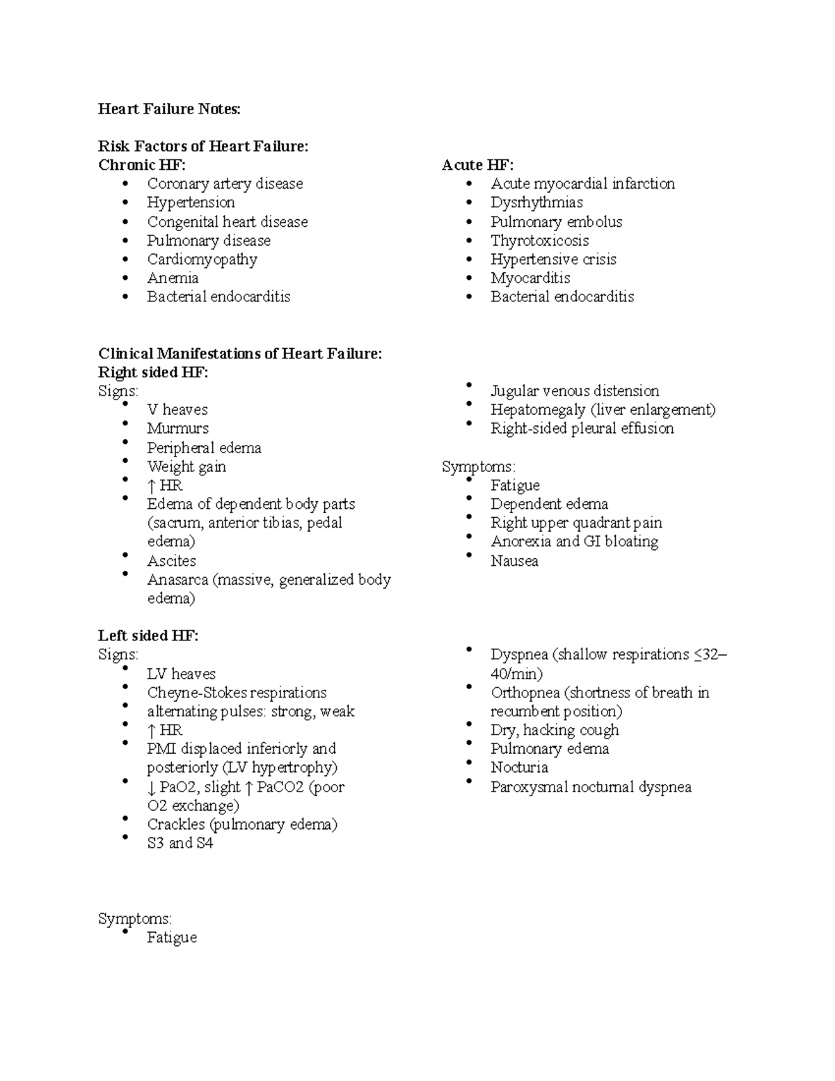 Heart Failure Notes - Heart Failure Notes: Risk Factors of Heart ...