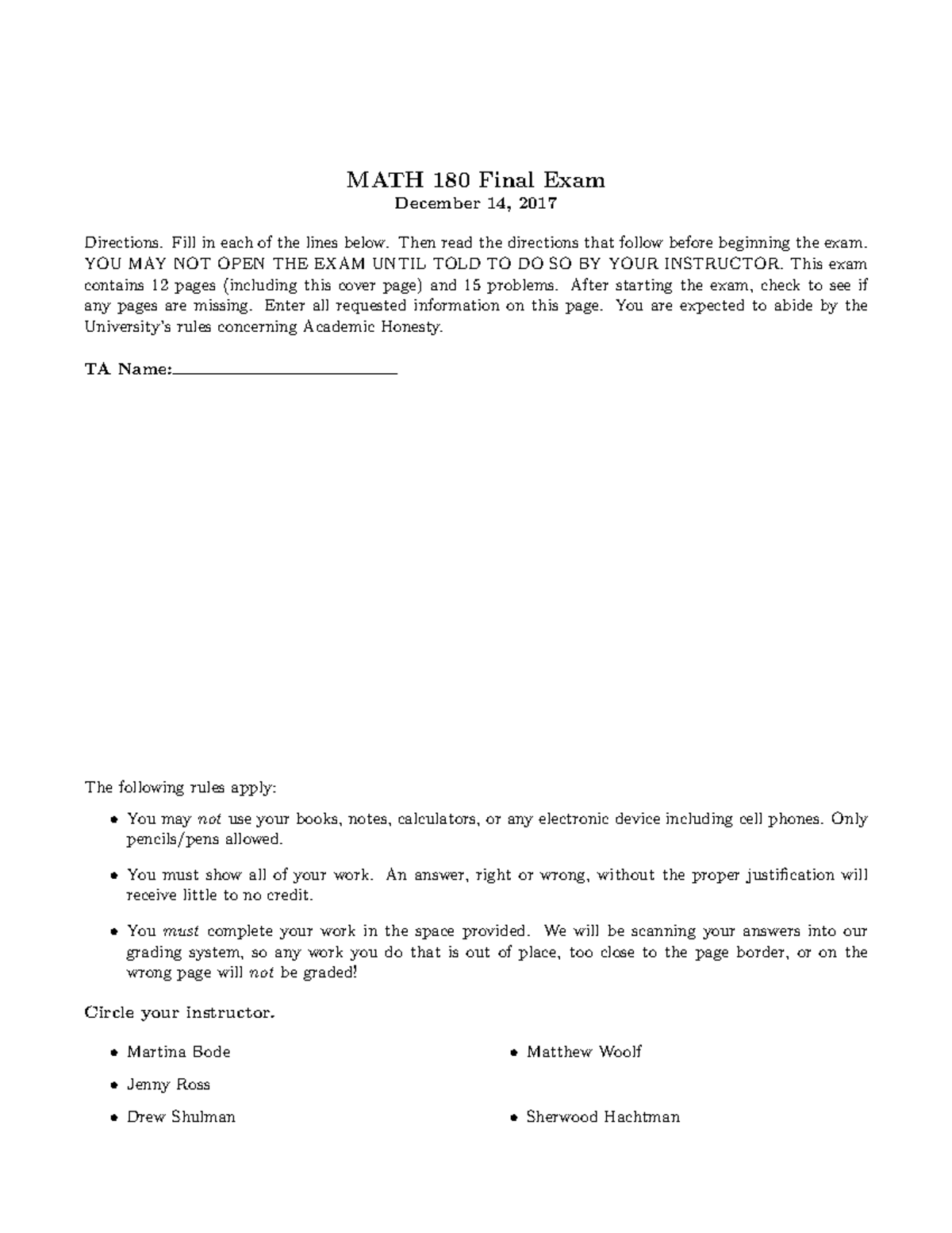 Math180 final fall2017 - MATH 180 Final Exam December 14, 2017 ...