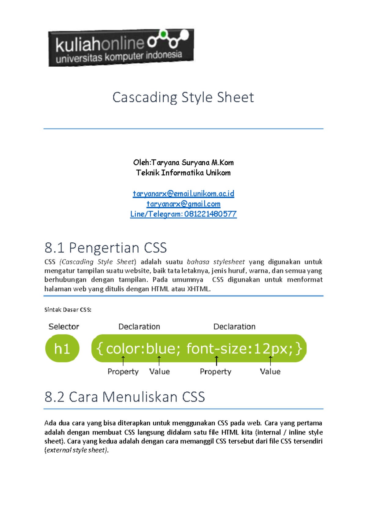 Bab 8 Pengenalan CSS - Buku tentang sosialohlgi - Cascading Style Sheet ...