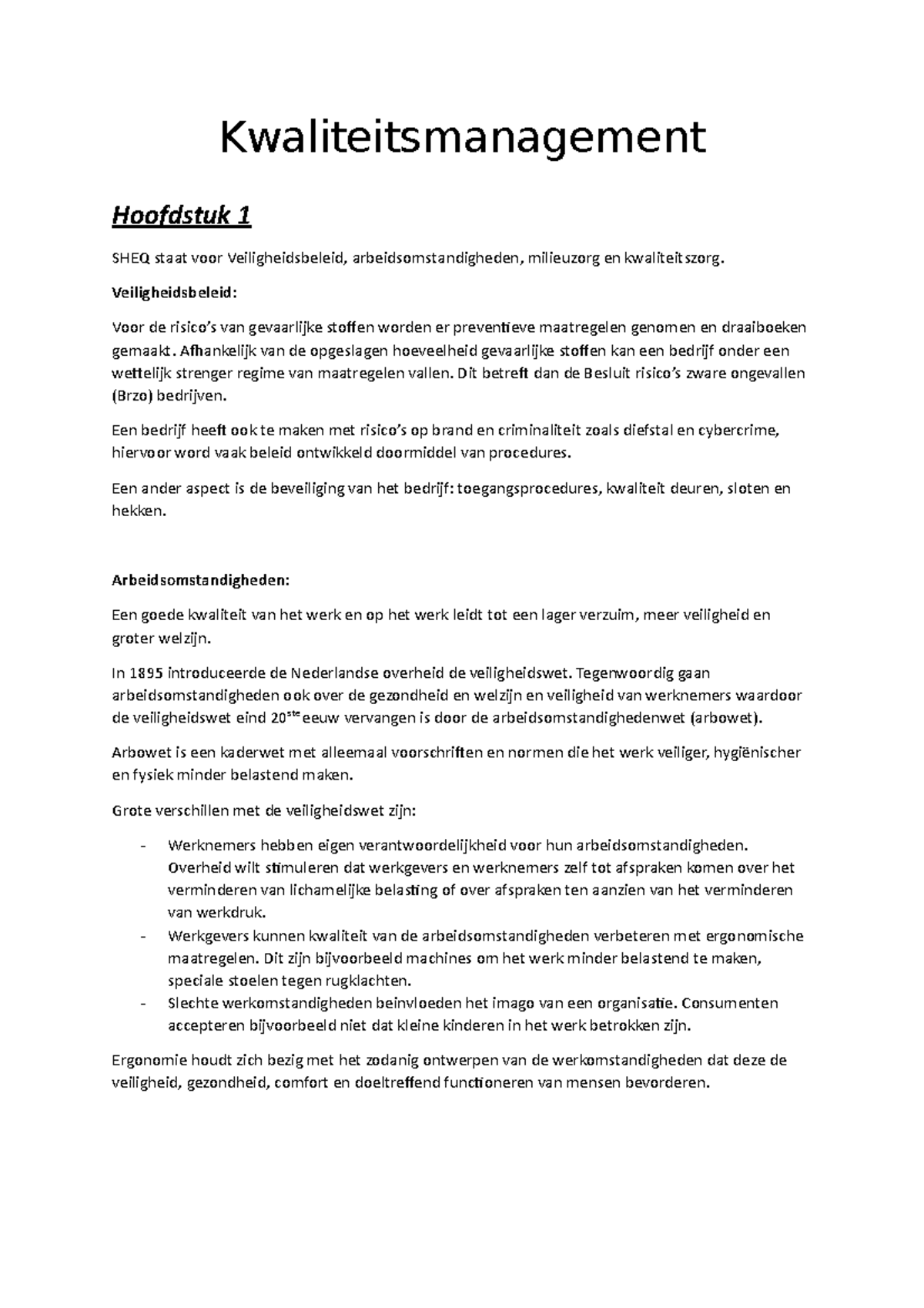 Kwaliteitsmanagement - Kwaliteitsmanagement Hoofdstuk 1 SHEQ Staat Voor ...