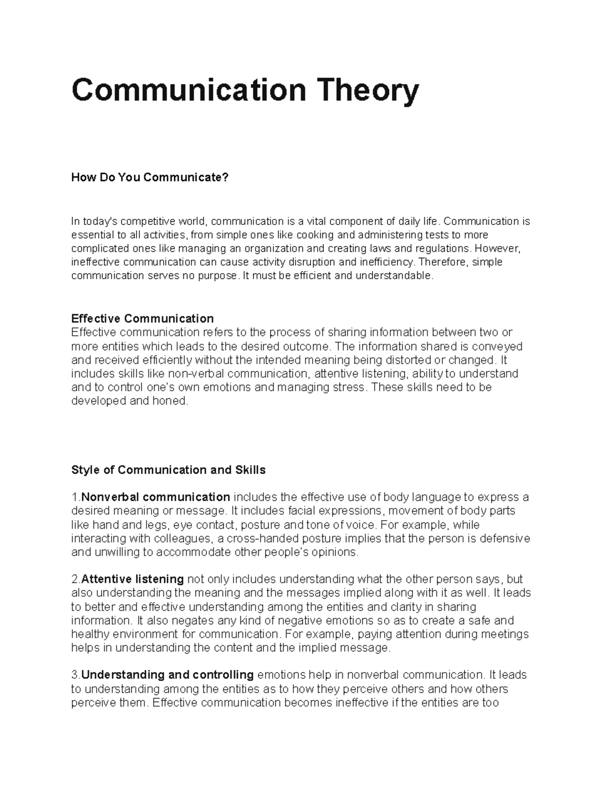 communication theory assignments