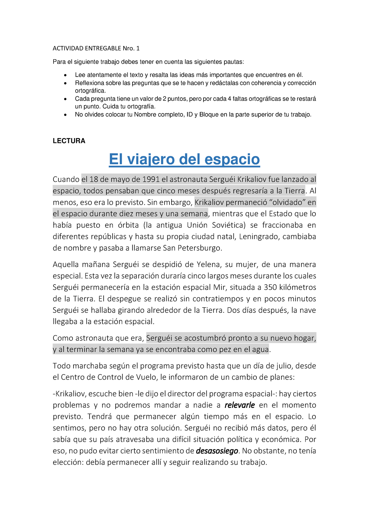 Entregable 1 De Lenguaje Y Comunicacion Actividad Entregable Nro 1