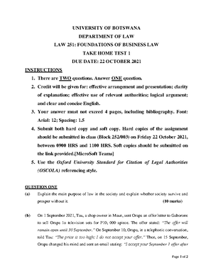 Law 251 quiz - A business law quiz - Fundamentals Level – Skills Module ...