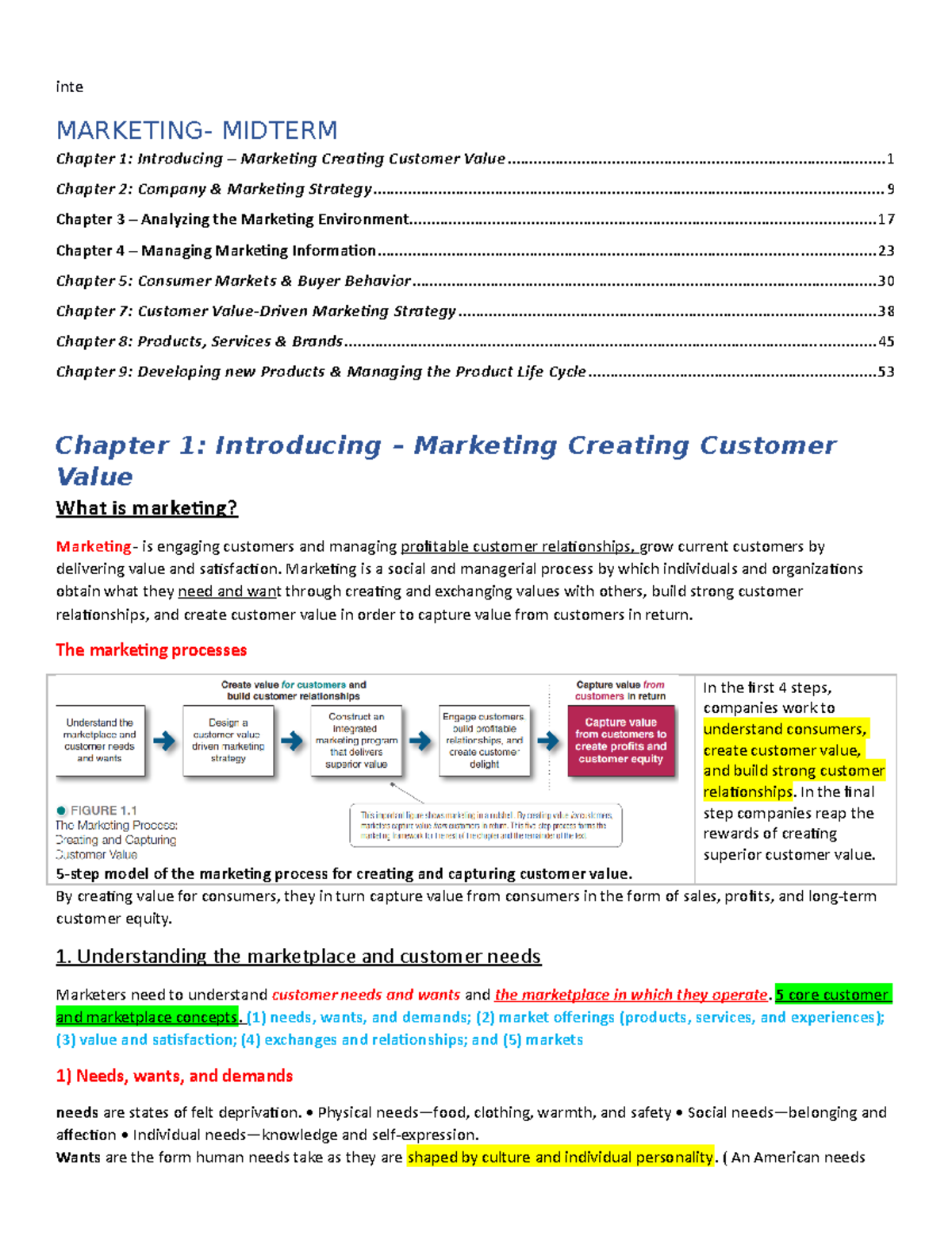 MRKT-1-midt - marketing materials before midterm - inte MARKETING ...