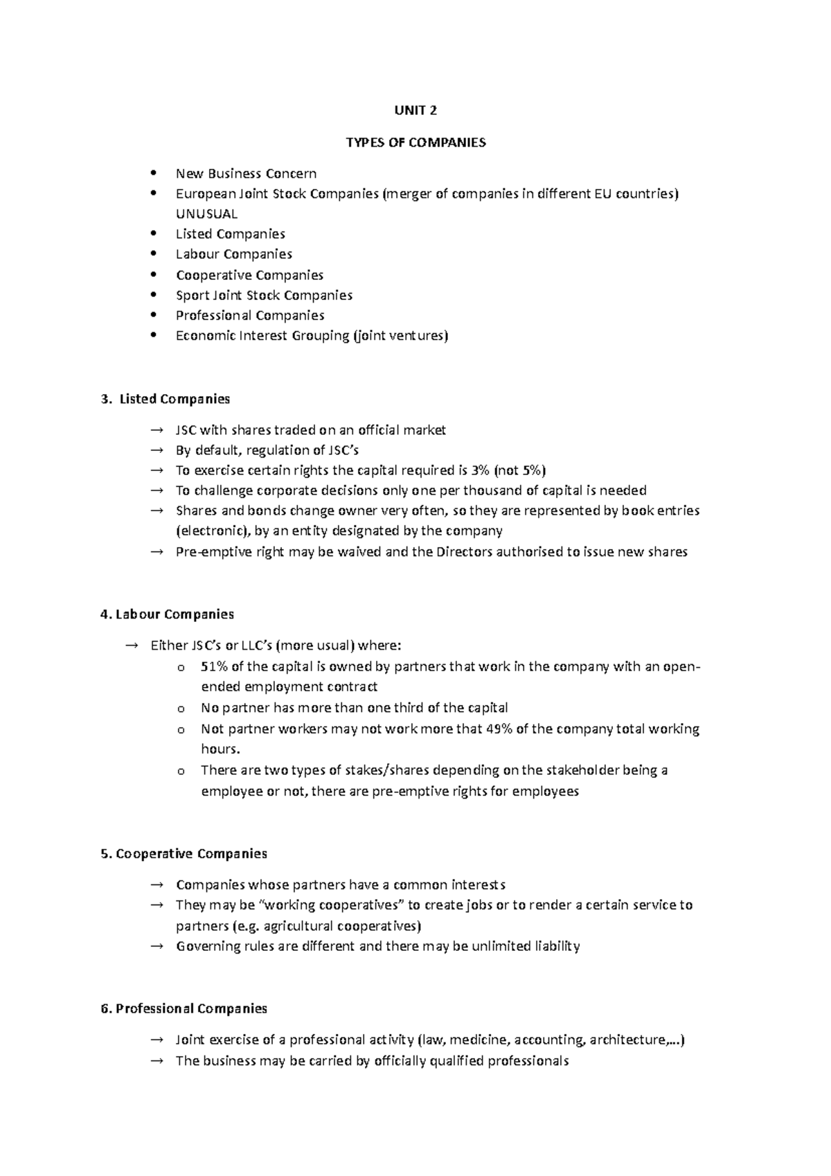 UNIT 2 - Mercantile LAW - Unidad 2 - UNIT 2 TYPES OF COMPANIES New ...