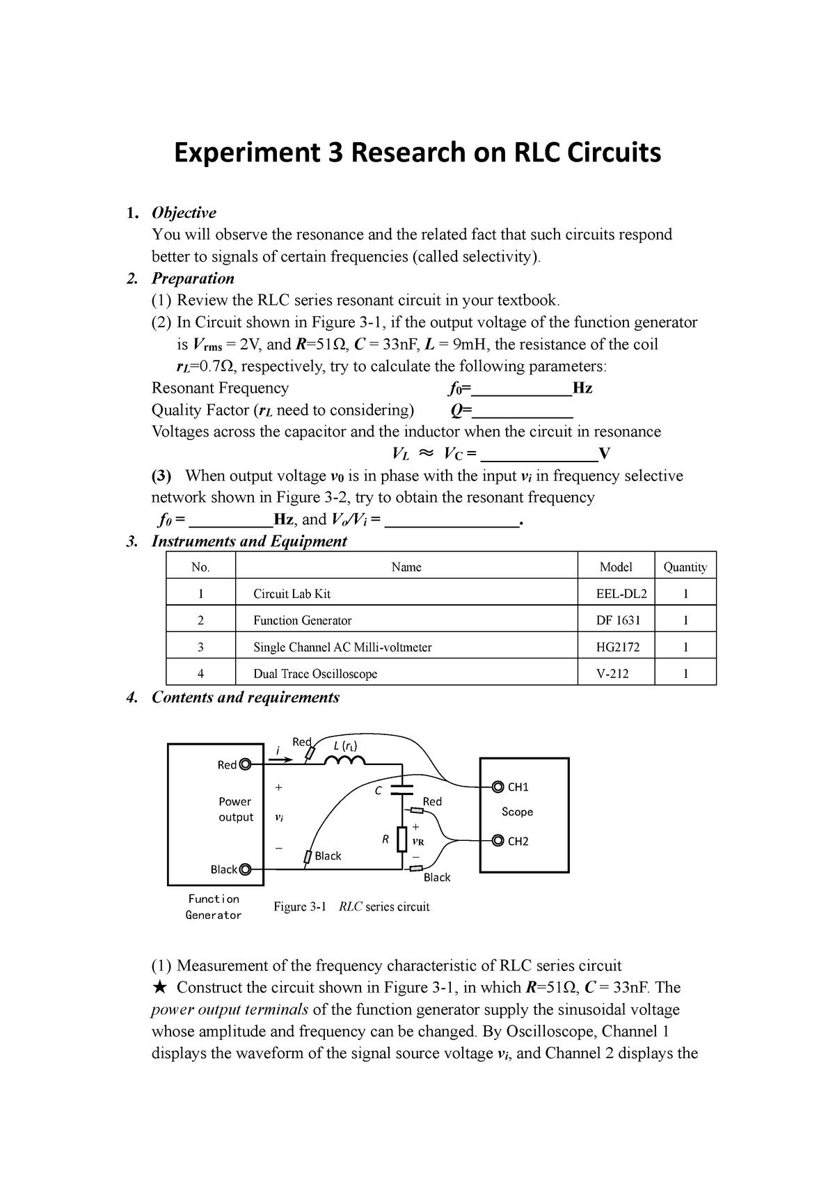 sources of error in rlc series circuit experiment