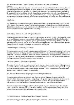Chem - Summary ORGANIC CHEMISTRY-I