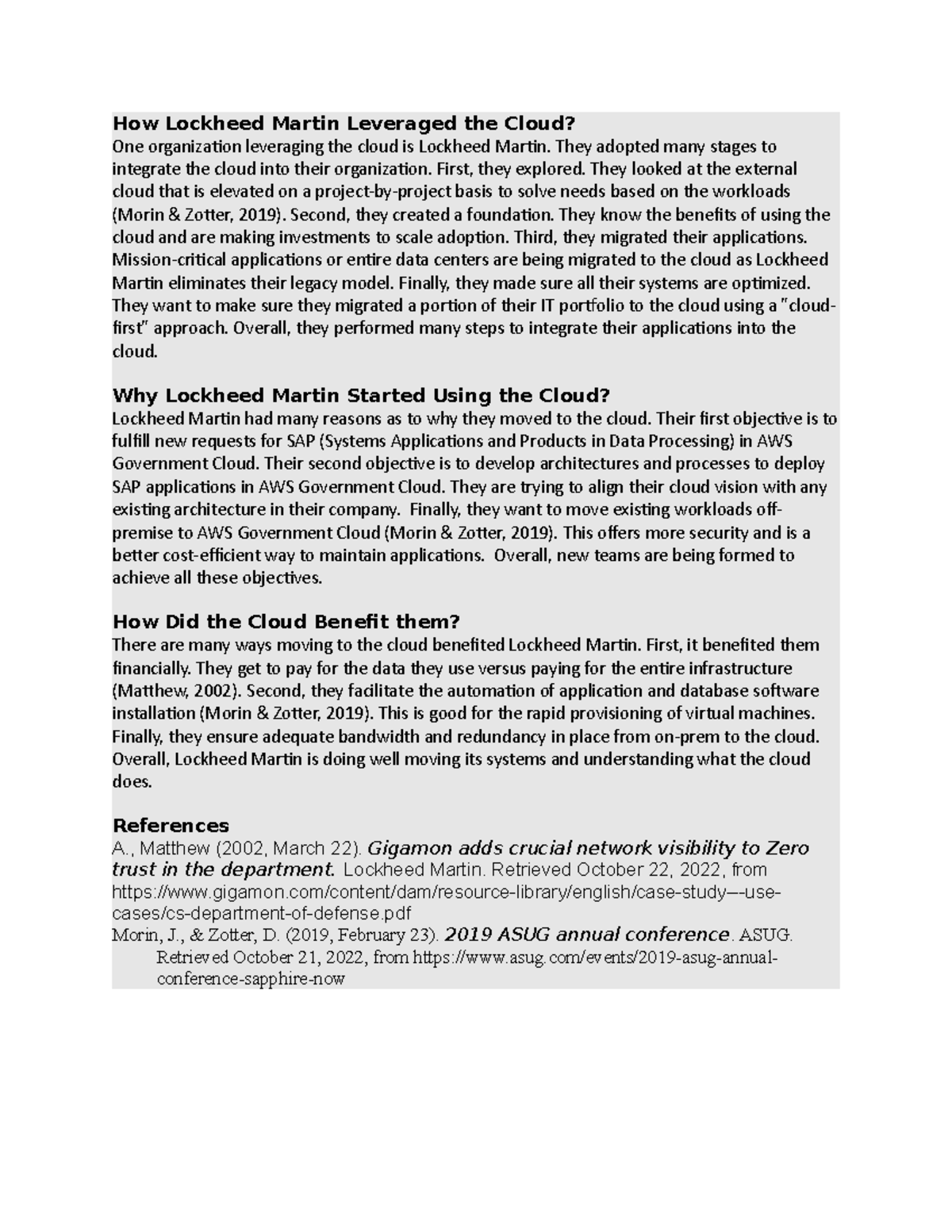 DB1 - Discussions - How Lockheed Martin Leveraged the Cloud? One ...