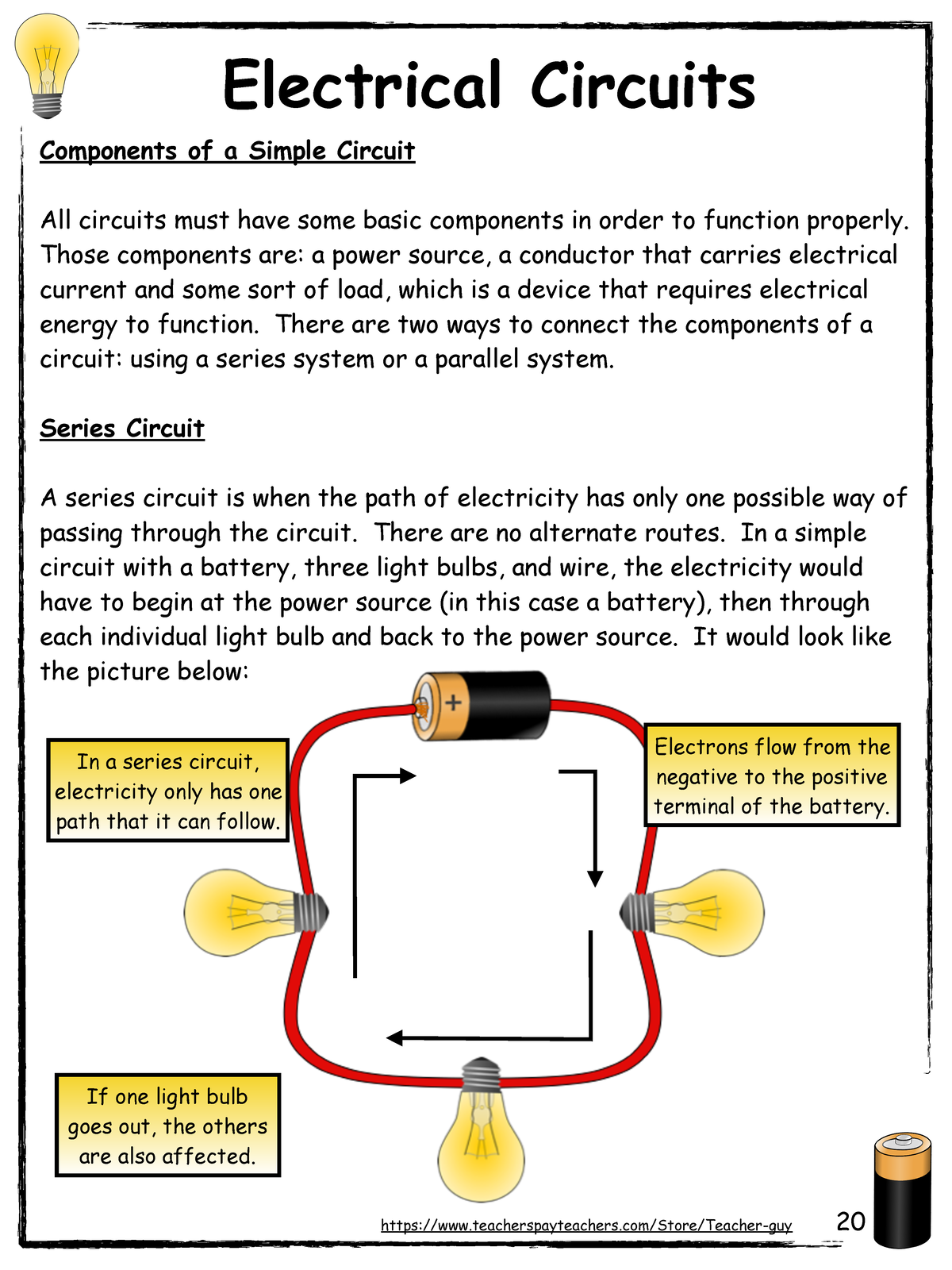 Lesson #5 - Electrical Circuits - Electrical Circuits Components of a ...