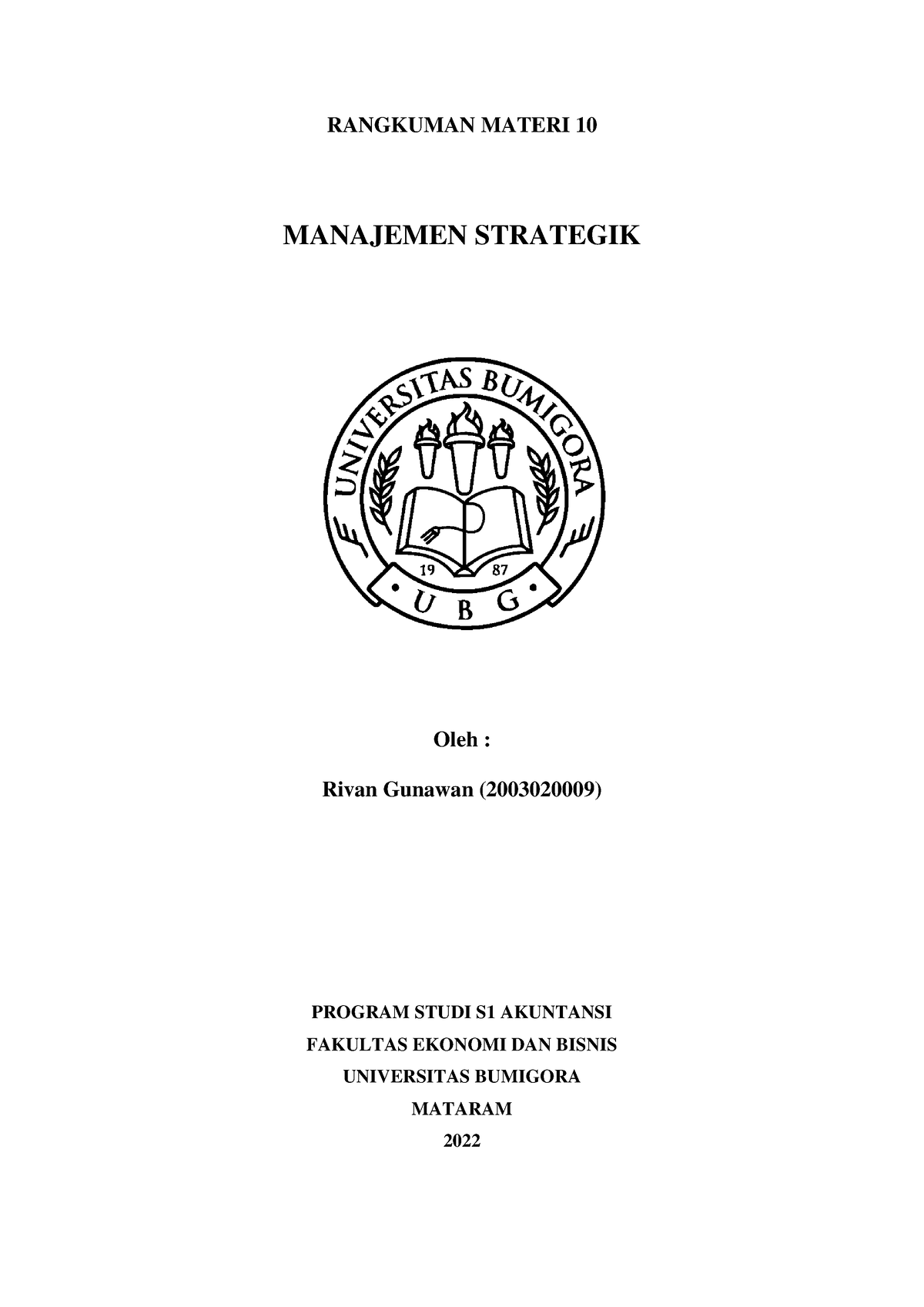 Rangkuman Materi 10 Manajemen Strategik Rivan Gunawan 2OO3O2OO09 ...