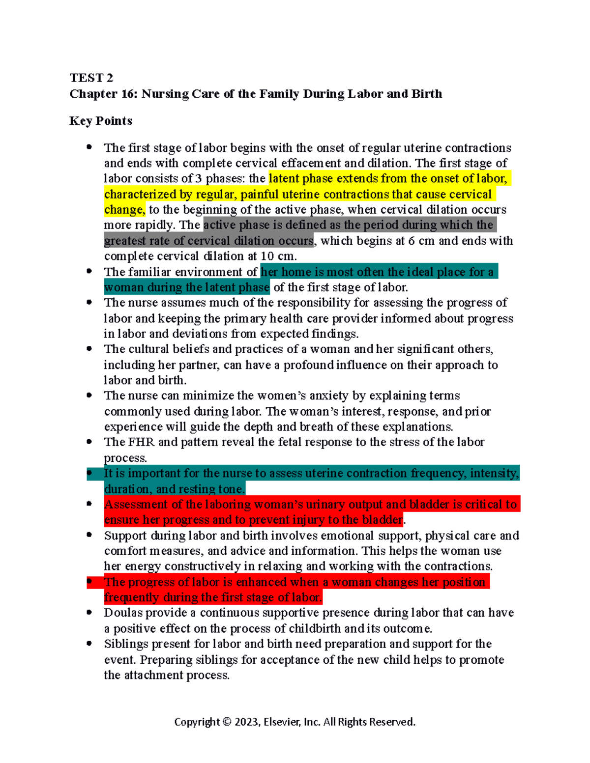 Ch. 16 Key Notes - Evolve - TEST 2 Chapter 16: Nursing Care Of The ...