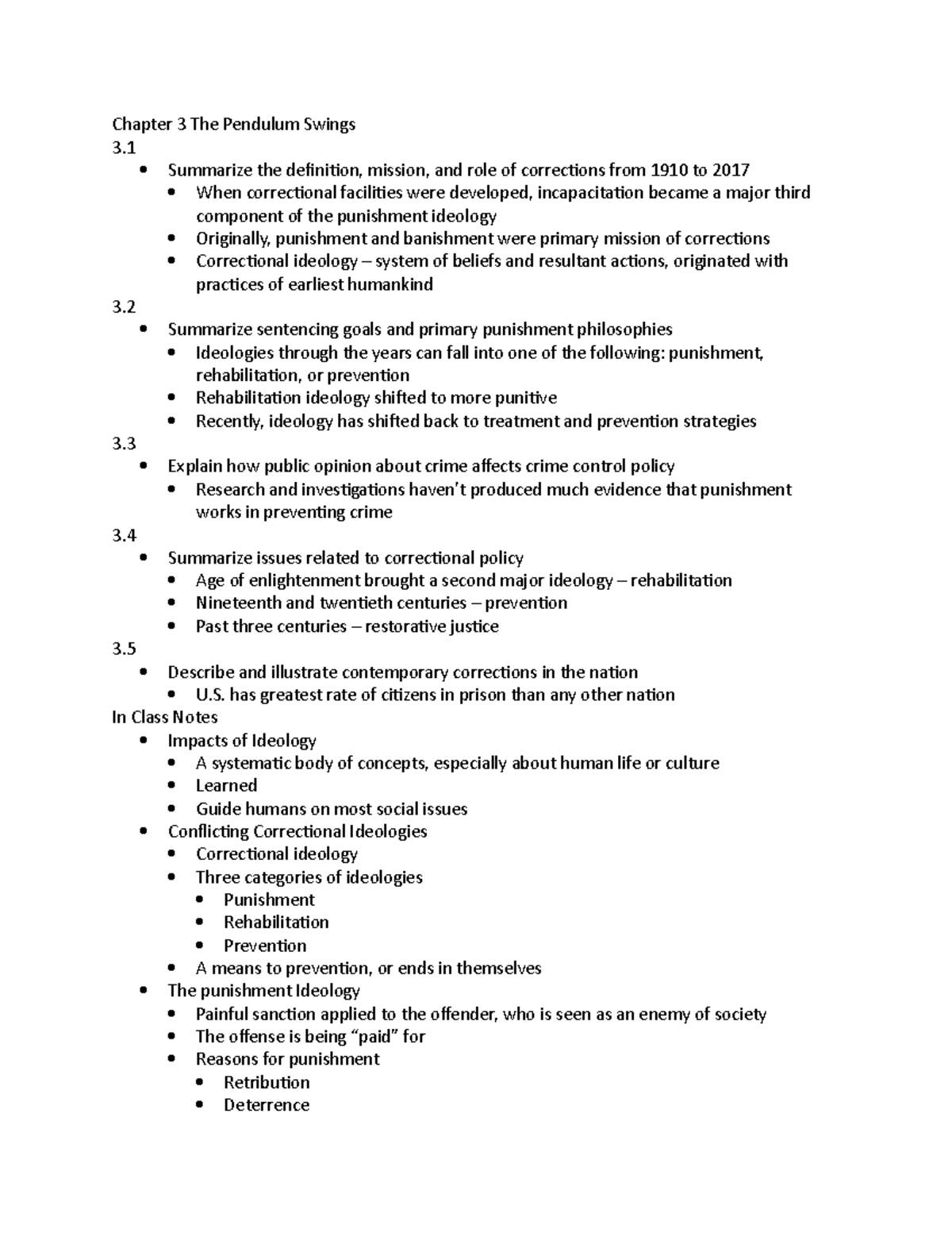 Survey Of Correction Ch 3 - Chapter 3 The Pendulum Swings 3. Summarize 