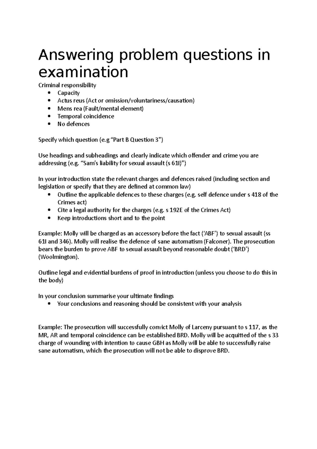 Answering problem questions in examination Answering problem