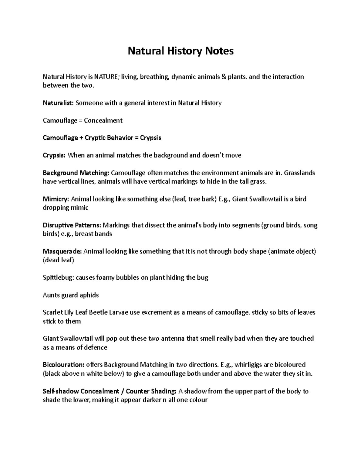 Natural History Notes GEG3302 uOttawa Studocu