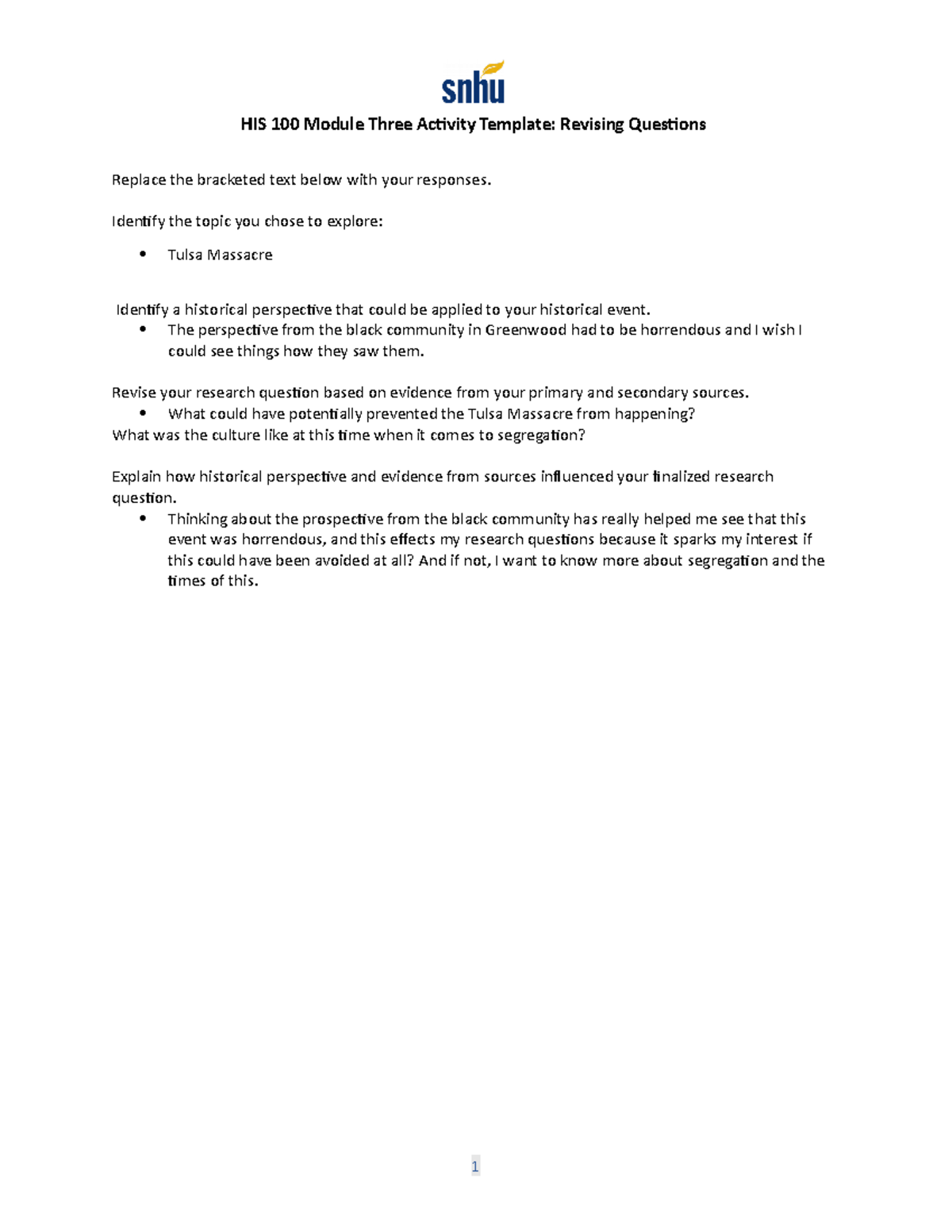 HIS 100 Module Three Activity Revising Questions - HIS 100 Module Three ...