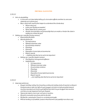 Pretrial Reading Notes - PRETRIAL READING NOTES 1/19/ PG 3- Organize ...