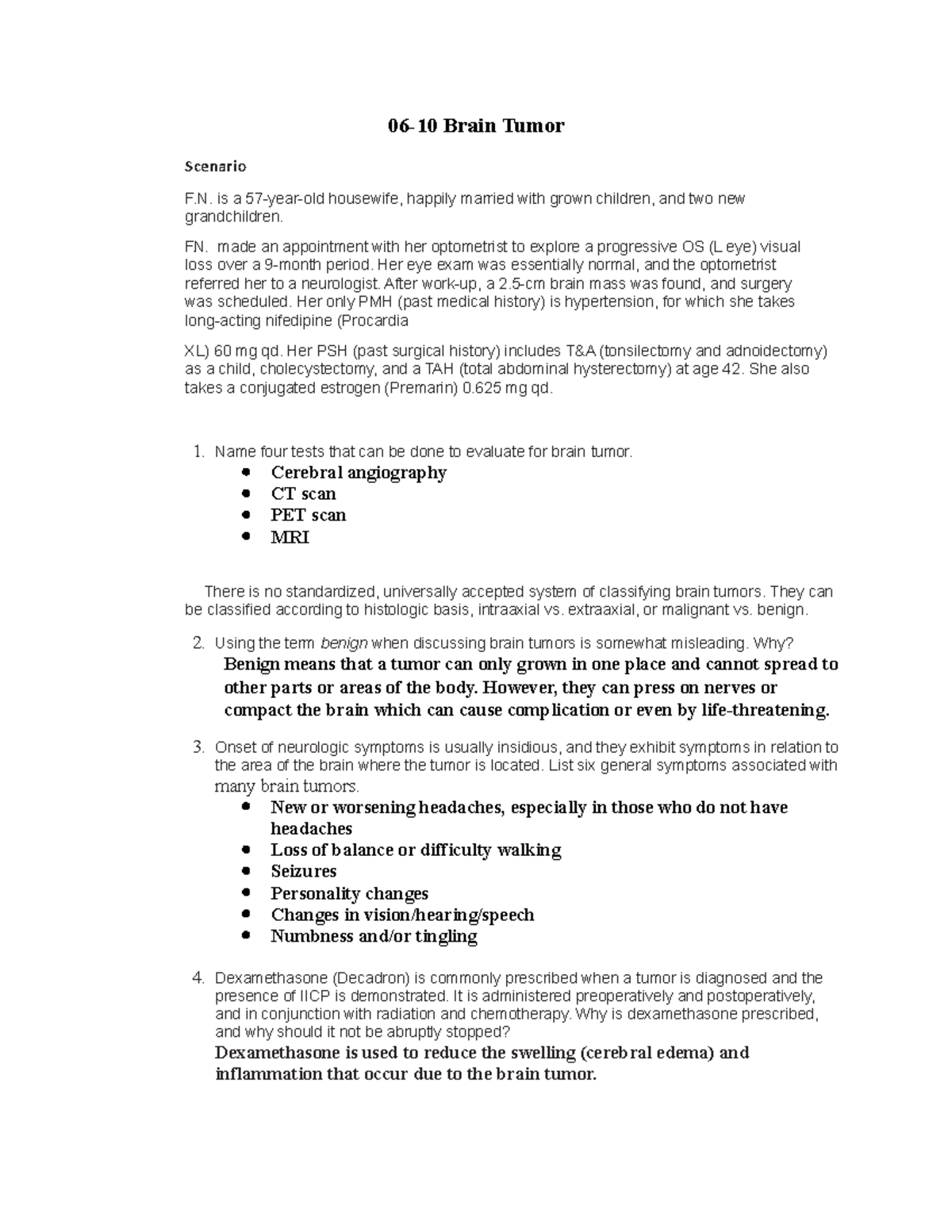 case study of a brain tumor patient