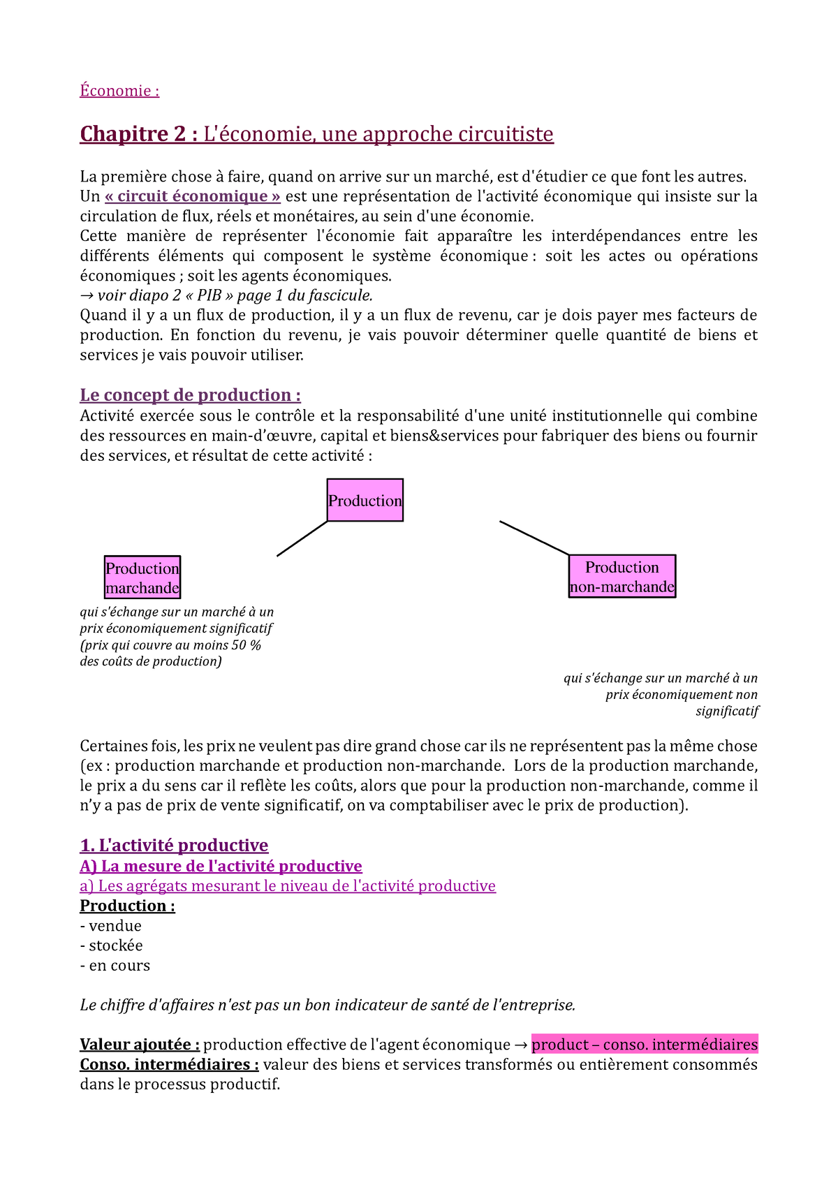 Chapitre 2 -Economie - Économie : Chapitre 2 : L'économie, Une Approche ...