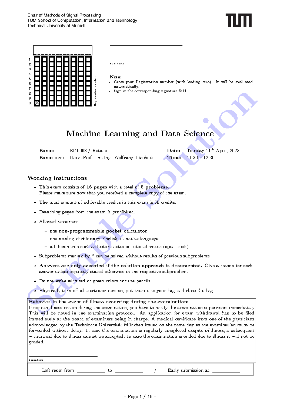WS22 23 retake solution - Sample Solution Chair of Methods of Signal ...