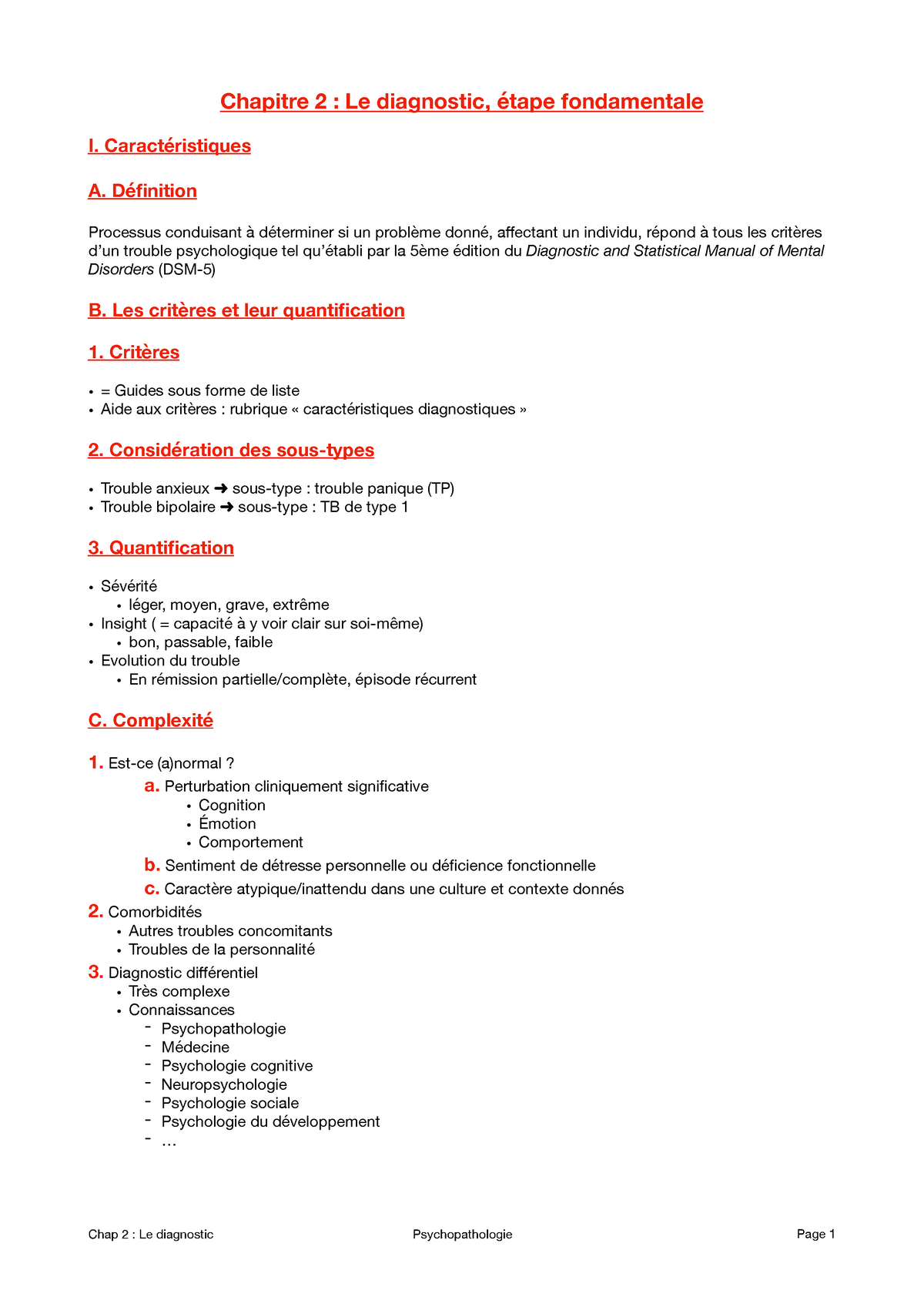 Chapitre 2 - Le Diagnostic - Chapitre 2 : Le Diagnostic, étape ...