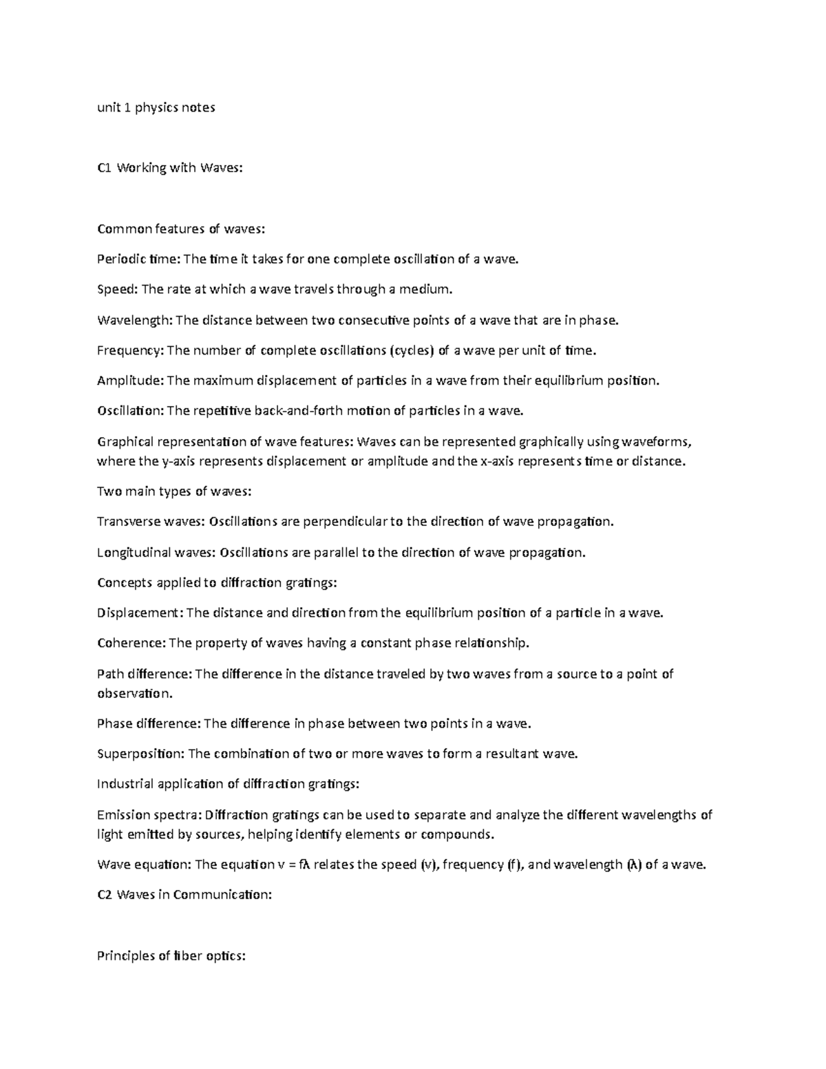 Unit 1 physics notes - betc applied science exam - unit 1 physics notes ...