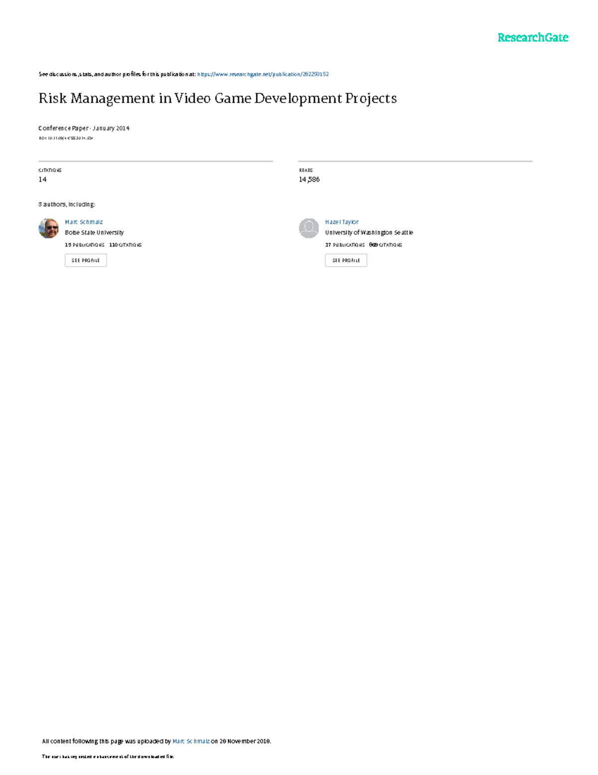 Risk Management in Video Game Development Projects - See discussions ...