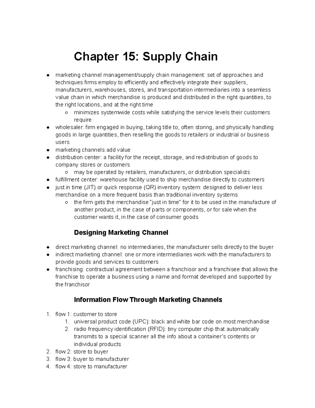 Chapter 15 Supply Chain Chapter 15 Supply Chain marketing channel