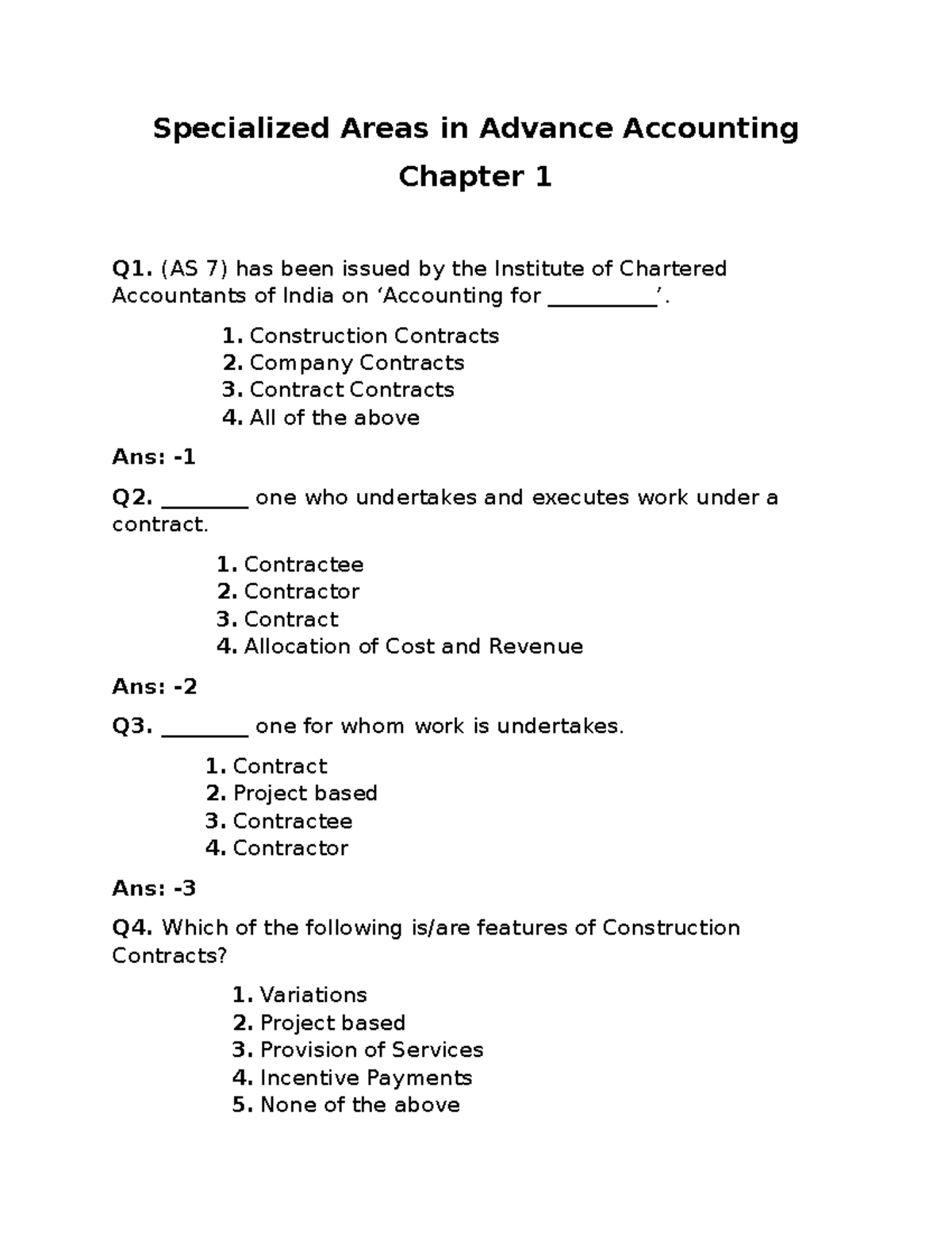 Advance Accounting MCQs Specialized Areas in Advance Accounting