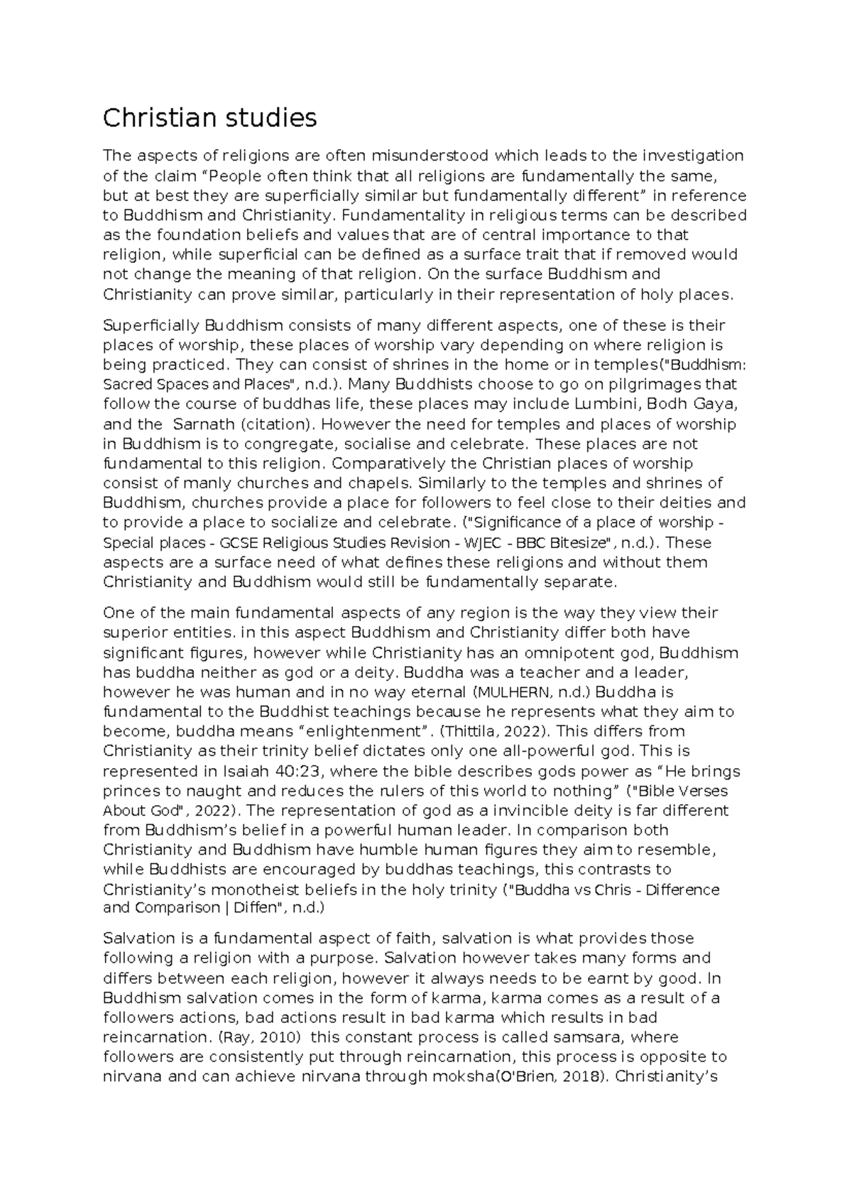 Christian studies assignemnt final - Christian studies The aspects of ...