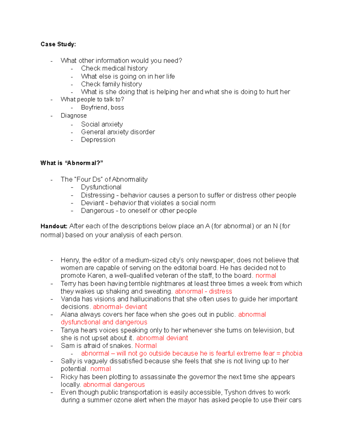 Week 13 psychological disorders - Case Study: What other information ...