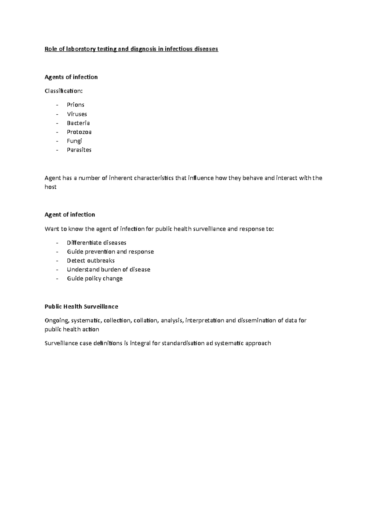 Week 5 role of laboratory testing and diagnosis in infectious diseases ...