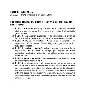 Week13 - Tutorial sheet shared by professor - Tutorial Sheet 13 ESC101 ...