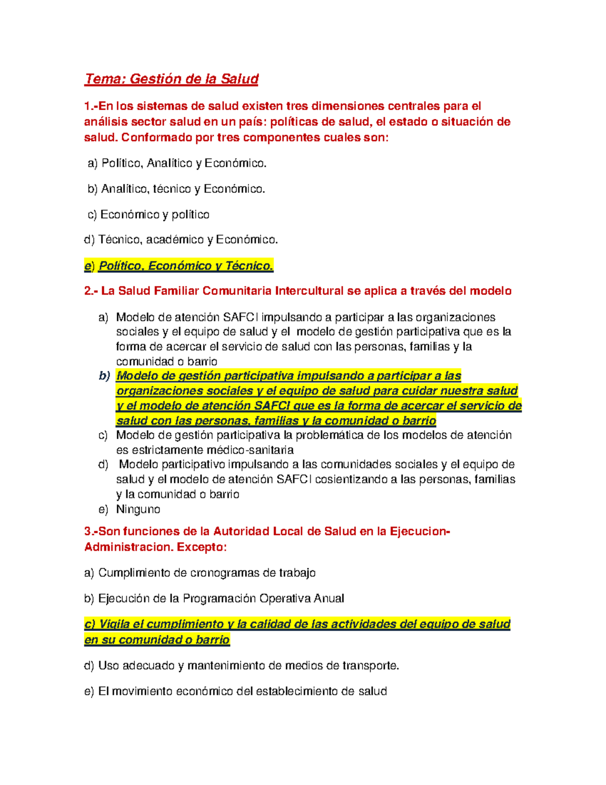 Gestion DE LA Salud cuarto año de medicina - Tema: Gestión de la Salud   los sistemas de salud - Studocu