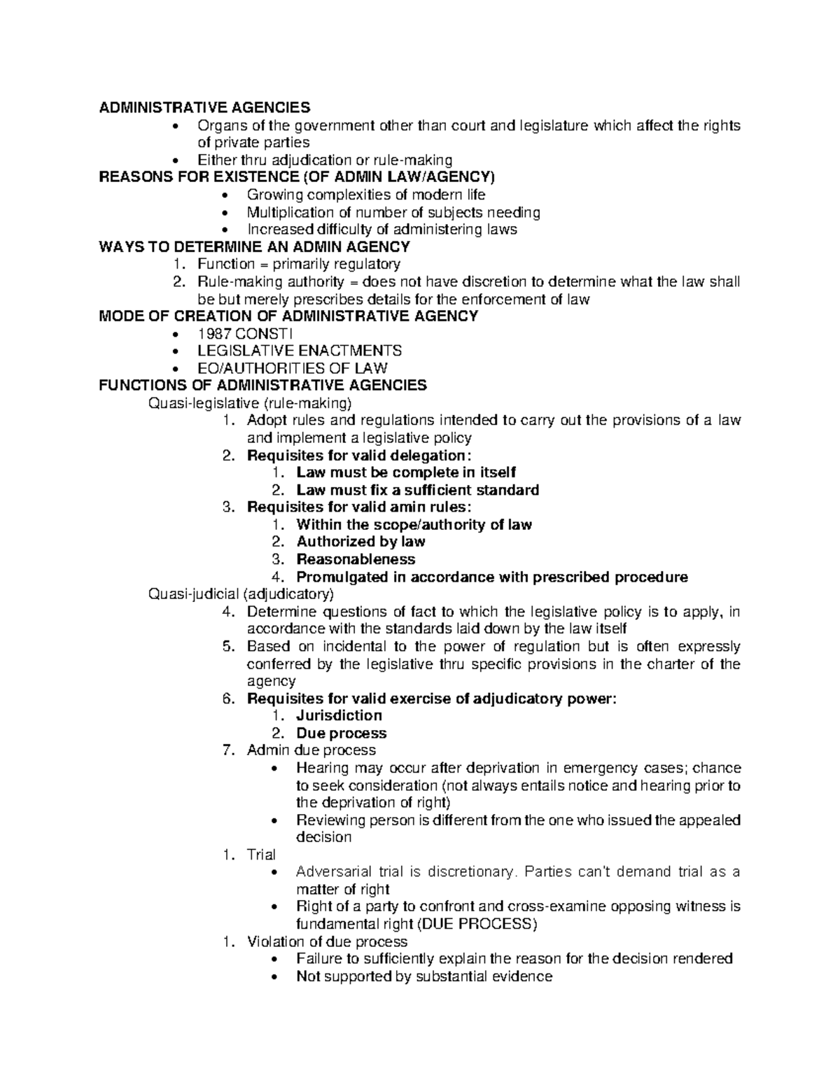 Cases Reviewer ADMINISTRATIVE AGENCIES Organs of the government other