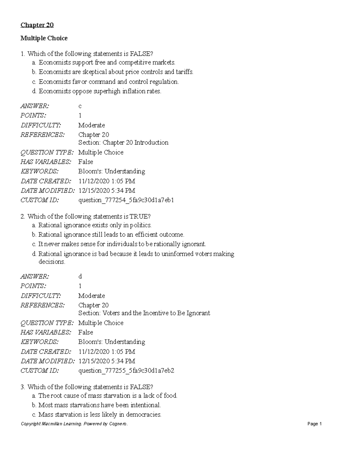 Chapter 20 - Study Questions - Multiple Choice Which of the following ...