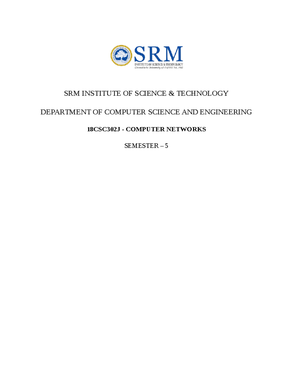 Python CN - SRM INSTITUTE OF SCIENCE & TECHNOLOGY DEPARTMENT OF ...