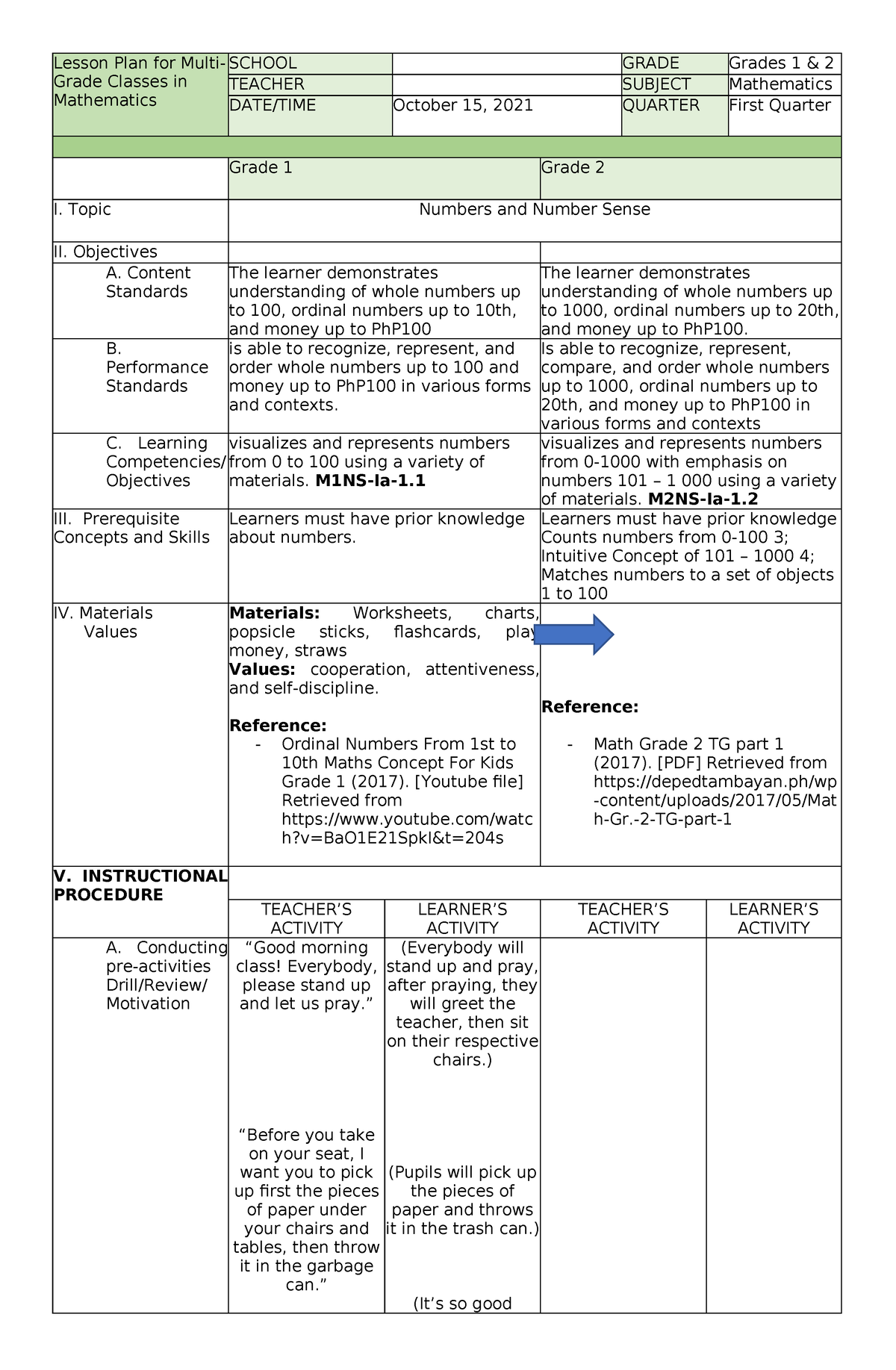 516827497 Multigrade Lesson Plan - Lesson Plan For Multi- Grade Classes ...