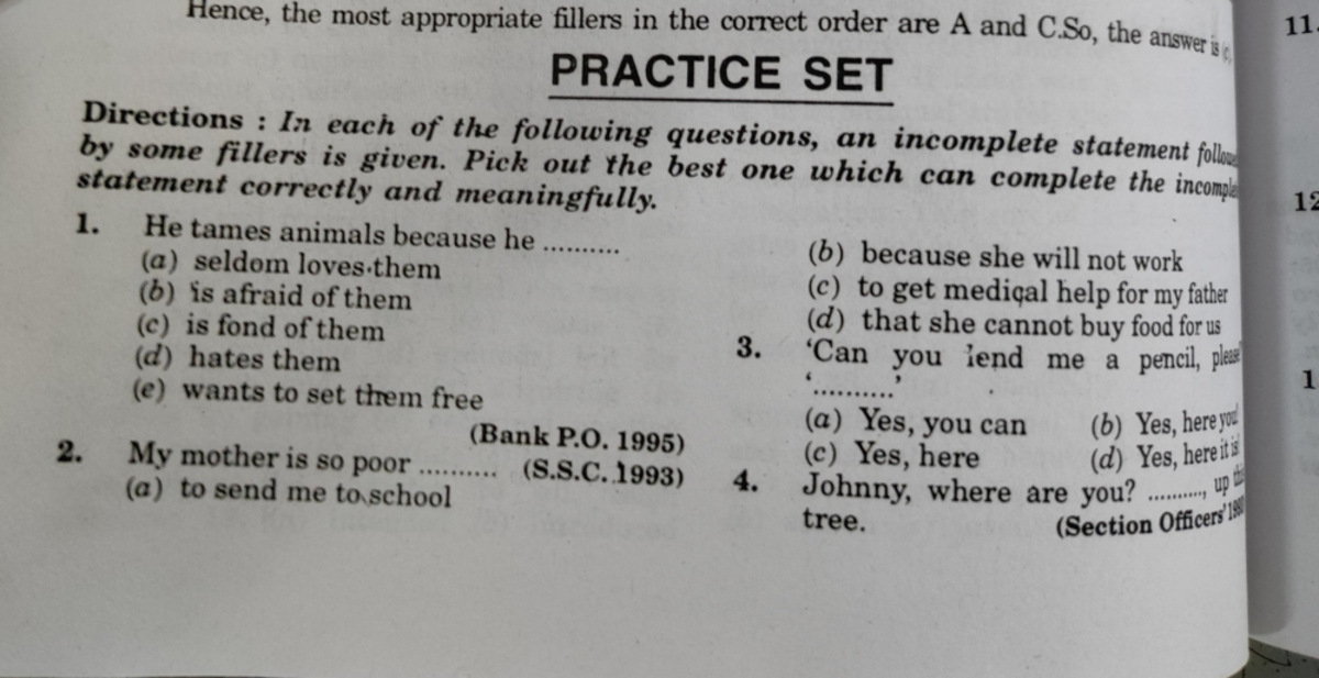 English practice - Hence, the most appropriate fillers in the correct ...