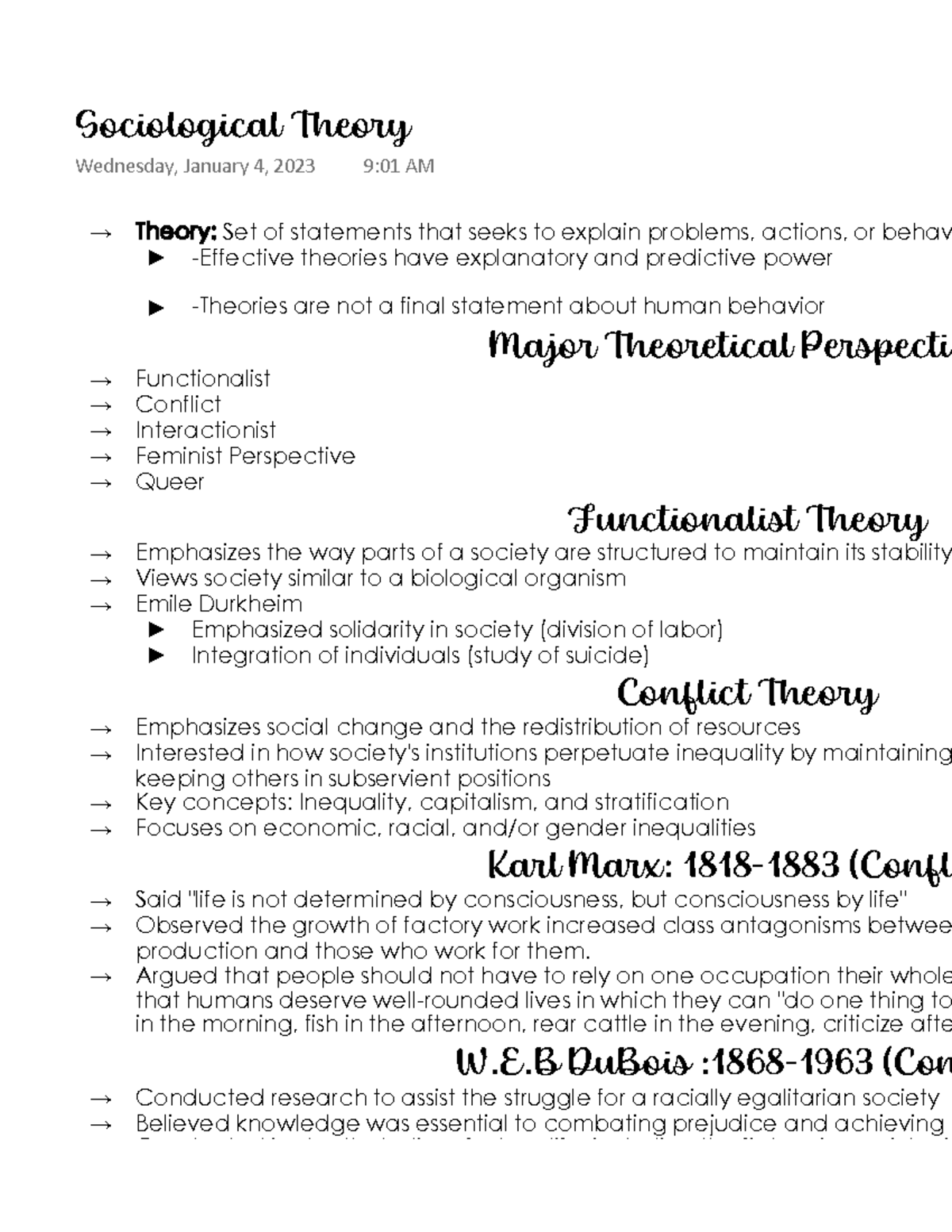 Sociological Theory - Theory: Set of statements that seeks to explain ...