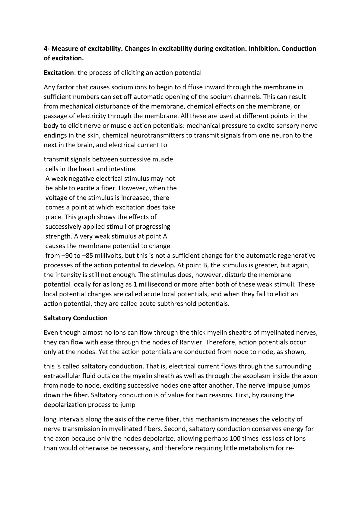 Physio 4 - Grade: 5 - 4- Measure of excitability. Changes in ...